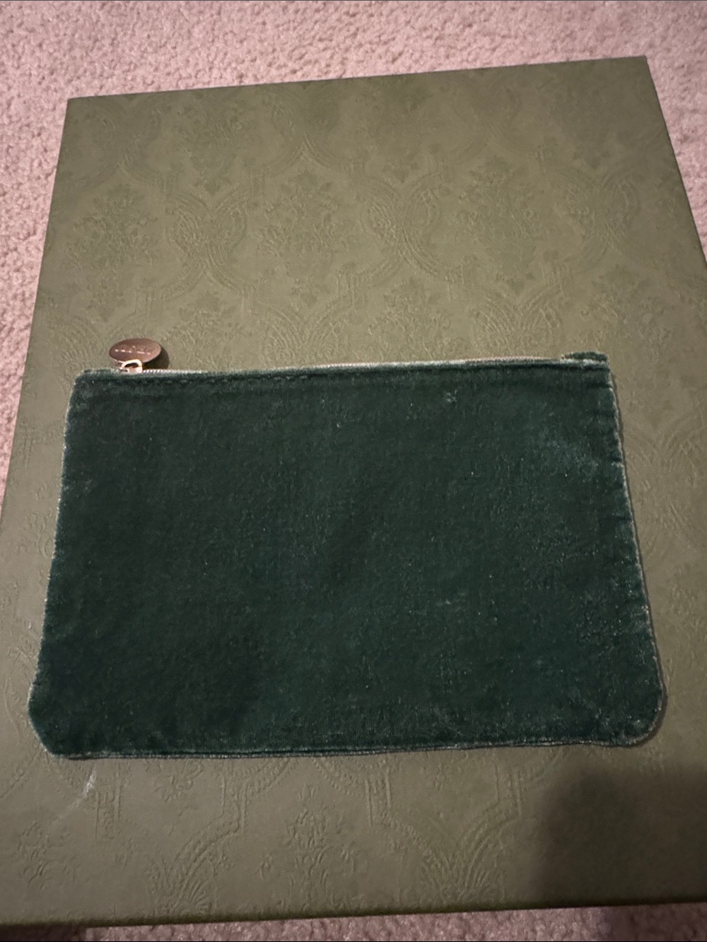 ipsy Velvet Wristlet Clutch in Dark Green